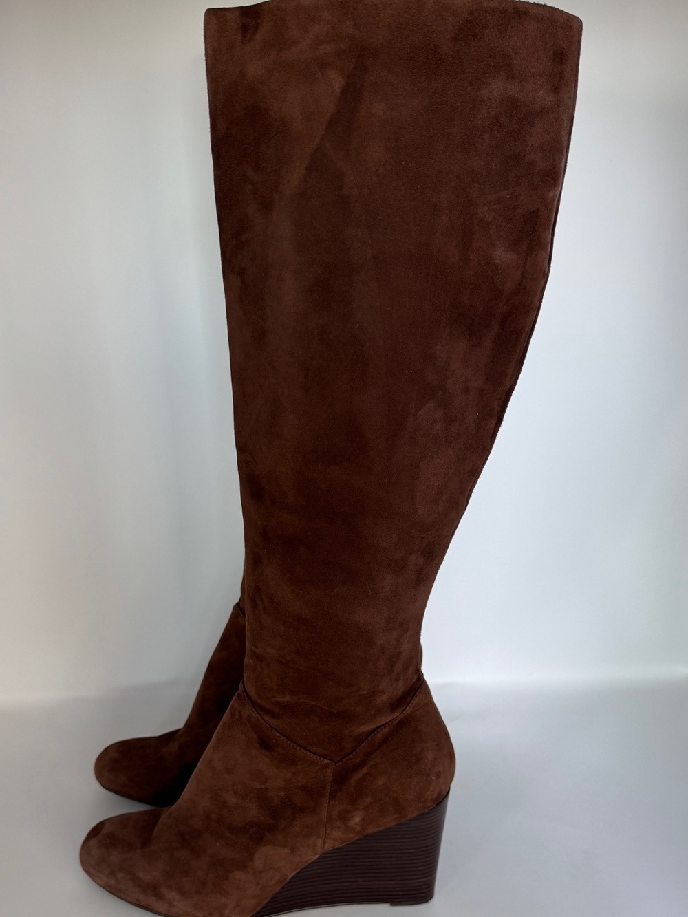 Cole Haan Brown Suede Knee High Wedge Boots Women’s Size 9B